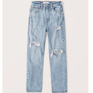 Ultra high rise ankle straight jeans light wash